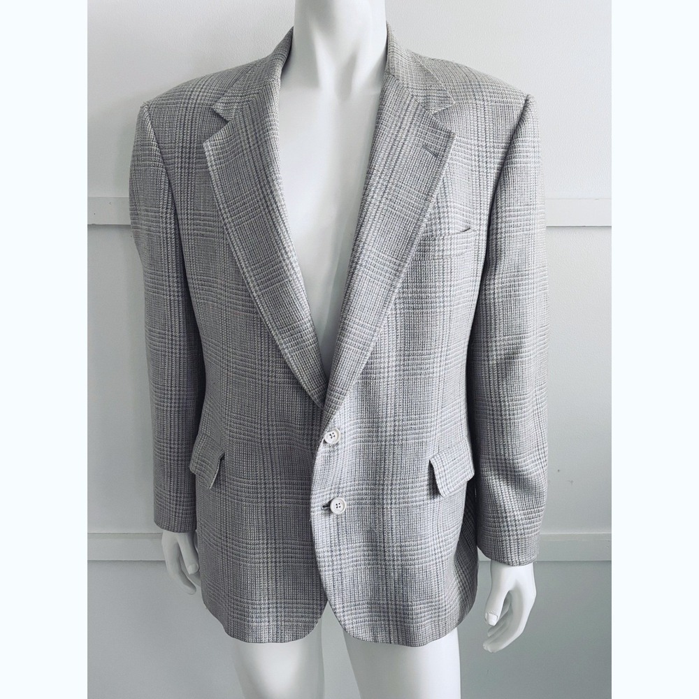 Meeting Street Mens Grey Glen Plaid Two Button Blazer Sport Coat Jacket
46R